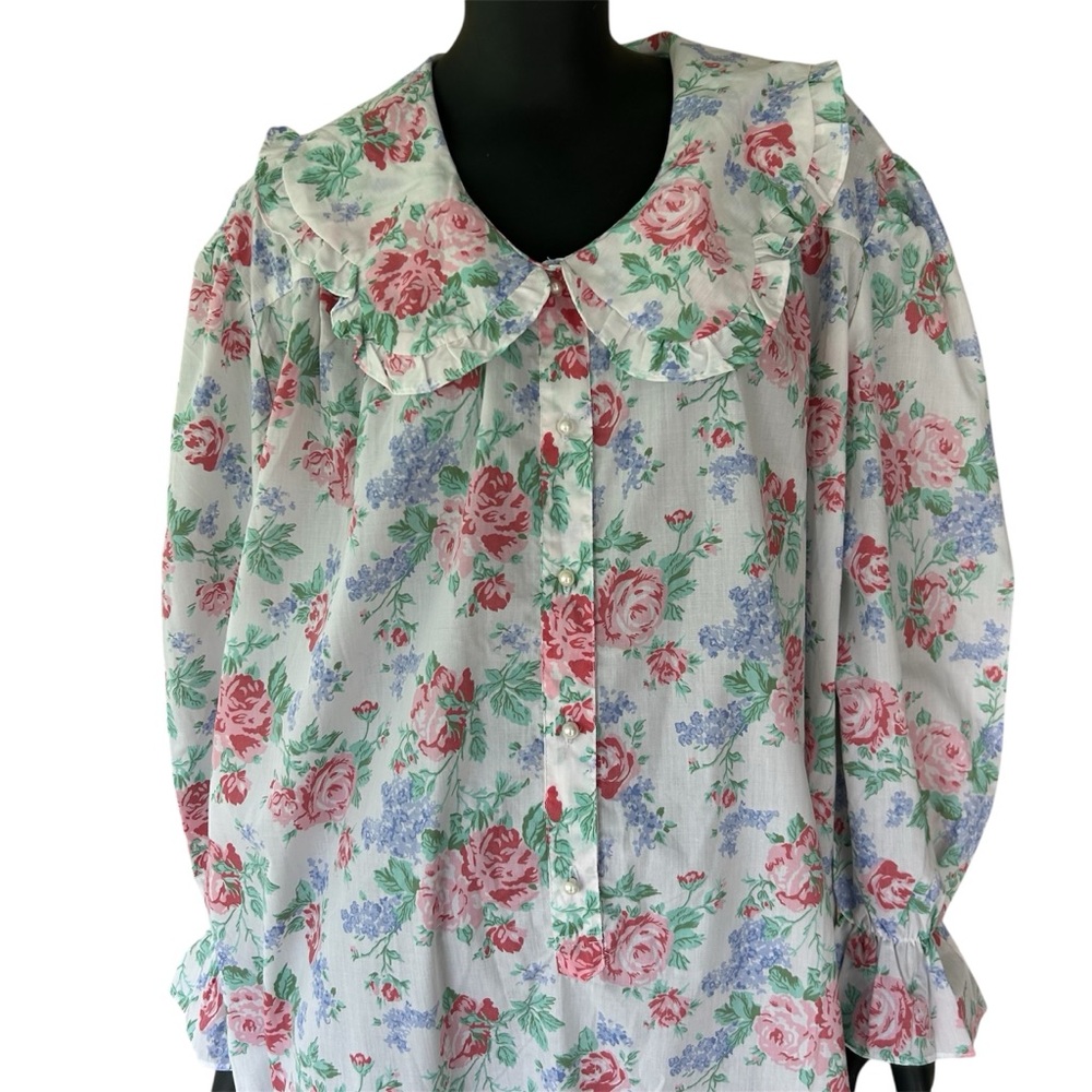 Vintage Cottagecore Nightgown Plus Size Trad Wife Modest Floral Ruffled
